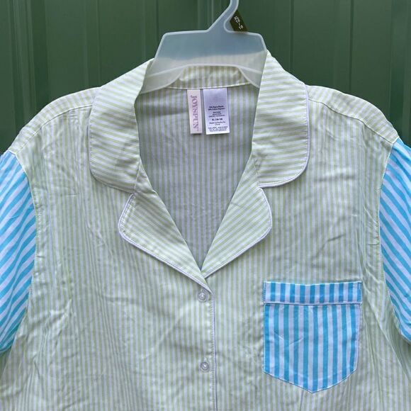 WOMEN’S NOTCH Collar Cotton Pajama Short Sleeve Button Down Lounge Shirt Size XL - Picture 2 of 5